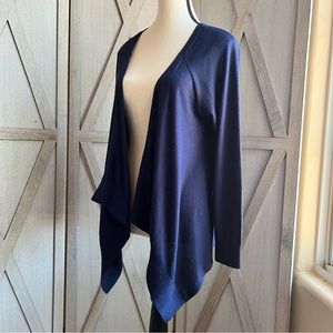 Apt. 9 navy blue drape front, semi sheer black Open Cardigan Sweater. Sz M